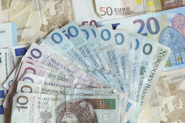 Zloty Polaco Euro Factura — Foto de Stock