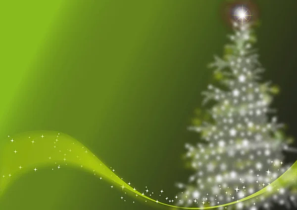 Natal Estrelas Verdes Com Uma Nuvem Estrelas — Fotografia de Stock