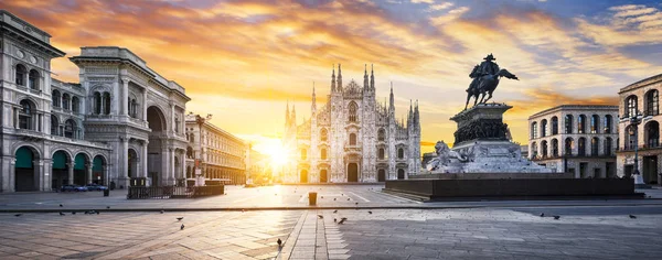 Duomo Bij Zonsopgang Milaan Europa — Stockfoto