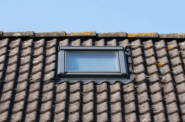 Modern Dormer Black Tiled Roof — Stock Photo, Image
