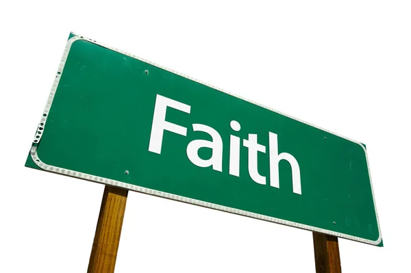 Faith Road Teken Geïsoleerd Wit Met Uitknippad — Stockfoto