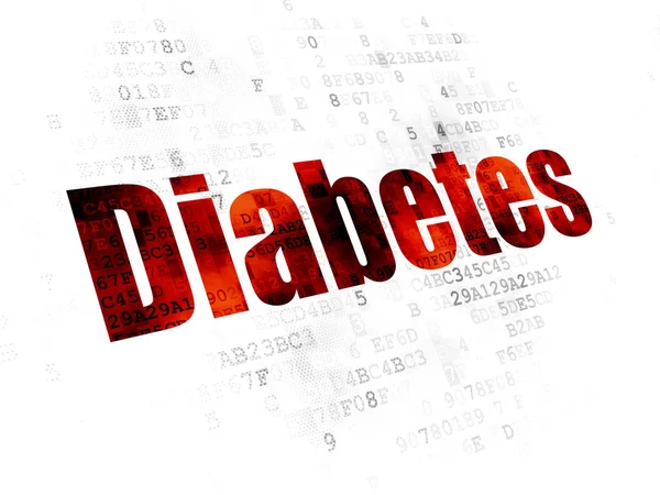 Concetto Salute Testo Rosso Pixelated Diabete Sfondo Digitale — Foto Stock