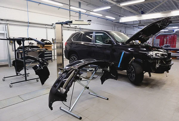 Auto Klaar Schilderen Grote Schone Garage — Stockfoto