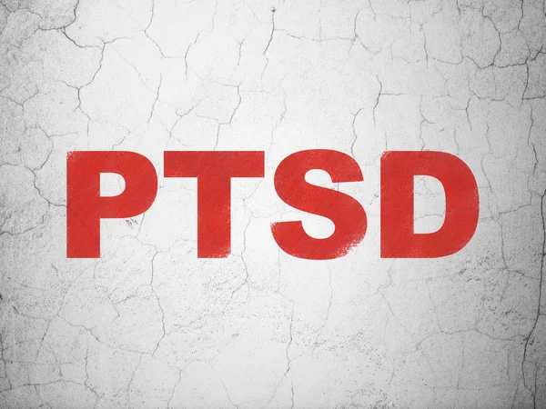 Gesundheitskonzept Roter Ptsd Auf Strukturiertem Betonwandhintergrund — Stockfoto