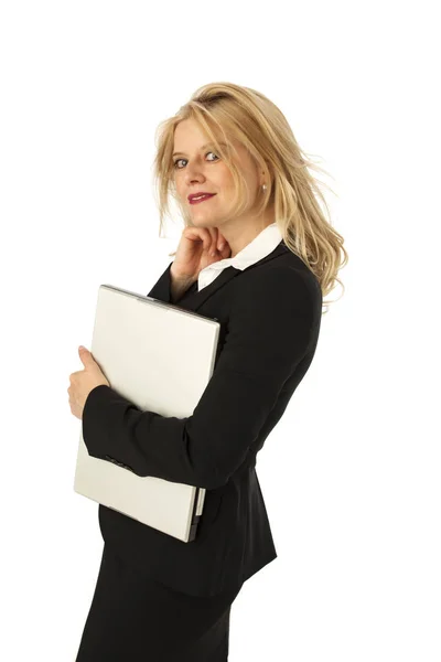 Mujer Negocios Con Cuaderno — Foto de Stock