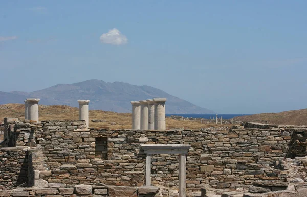 Ruínas Templo Grego Antigo Delos Grécia — Fotografia de Stock