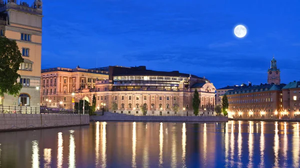 Scène Nocturne Ville Stockholm Suède — Photo