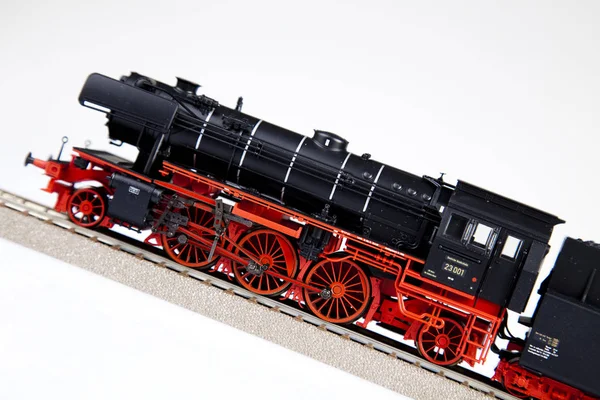 Alte Lokomotive Nahaufnahme Leuchtend Bunte Spielzeug Thema — Stockfoto