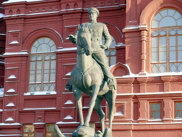 Monumento Zhukov Cerca Del Musium Histórico Nacional Moscú Rusia — Foto de Stock