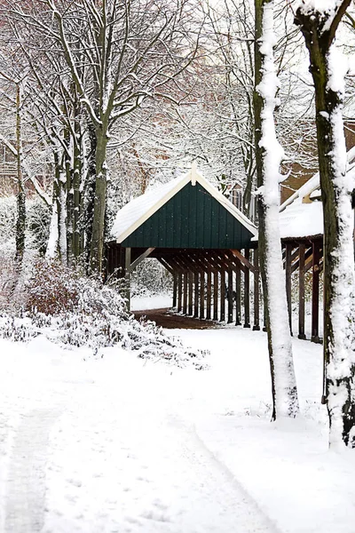 Stad Vinter Del Gamla Rep Walk Snön — Stockfoto