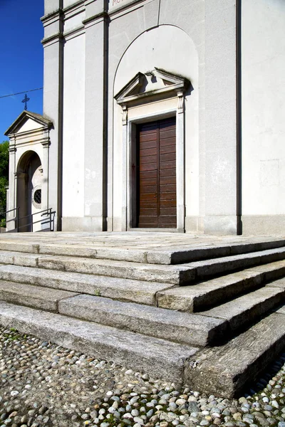 Itálie Sumirago Církevní Varese Staré Dveře Vchod Mozaika Slunečný Den — Stock fotografie