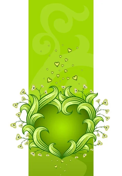 Coeur Floral Vert Fait Feuilles Illustration Vectorielle Pour Saint Valentin — Photo