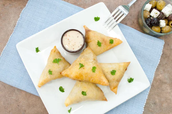 Fetaost Triangel Phyllo Bakverk — Stockfoto