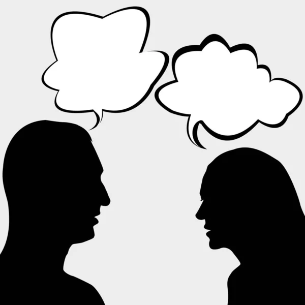 男と女のおしゃべりのシルエット — ストック写真