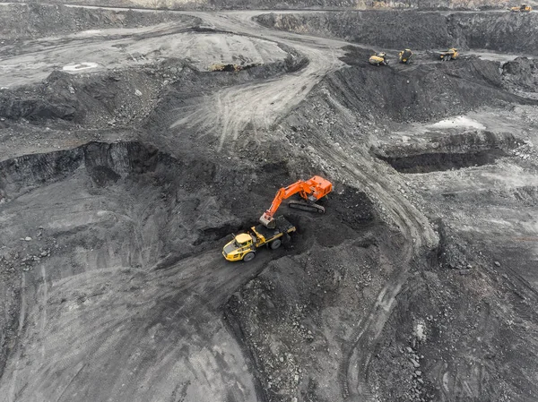 Havadan Görünümü Açık Çukur Maden Taş Kömür Madenciliği Ekstraktif Sanayi — Stok fotoğraf