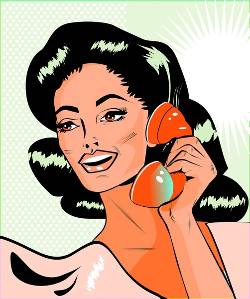 Senhora Conversando Telefone Retro Clip Art — Fotografia de Stock