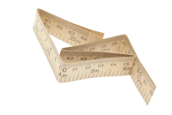 Paper Measuring Tape Inch Centimeter Marks Isolated White Background — Stok Foto