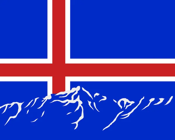 Montañas Con Bandera Islandia — Foto de Stock