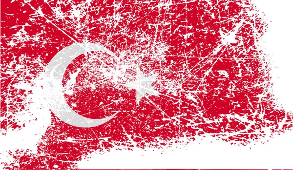 Turecká Vlajka Starou Texturou Obrázek — Stock fotografie