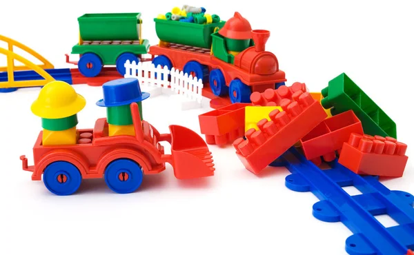 Toy Colored Railway Toy Plastic Machine — Stock Photo, Image
