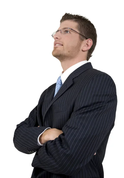 Pose Elegante Del Hombre Sobre Fondo Aislado —  Fotos de Stock