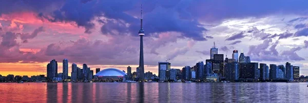 Vista Panorâmica Horizonte Beira Mar Cidade Toronto Pôr Sol — Fotografia de Stock