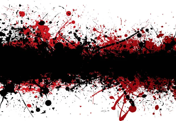 Vérvörös Tinta Splat Borított Fekete Absztrakt Banner — Stock Fotó