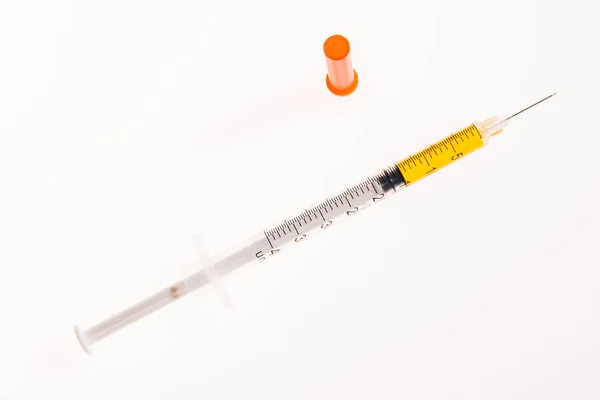 Insulin Syringe Diabetes Isolated White Medicine Health Care Concept — Stock Photo, Image