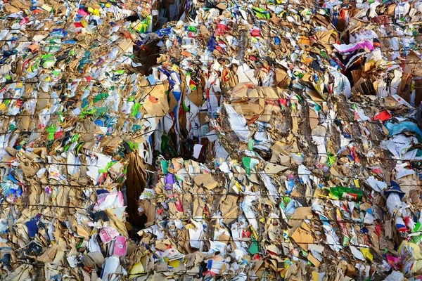 Gecomprimeerde Papier Karton Bereid Voor Industriële Ecologische Recycling — Stockfoto