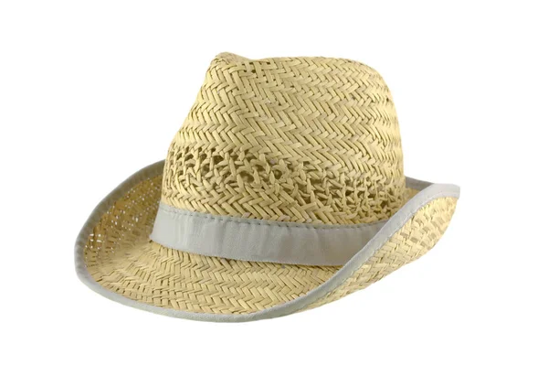 Sombrero Paja Sobre Blanco — Foto de Stock