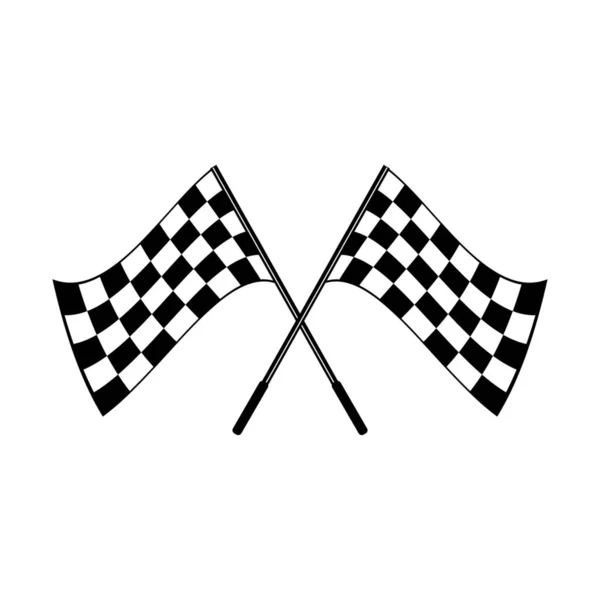 交叉摇曳的黑白格子旗帜标志的概念汽车运动 孤立在白色 — 图库照片
