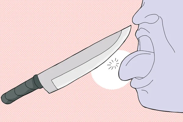 舌に鋭いナイフを突き出して人のイラスト — ストック写真