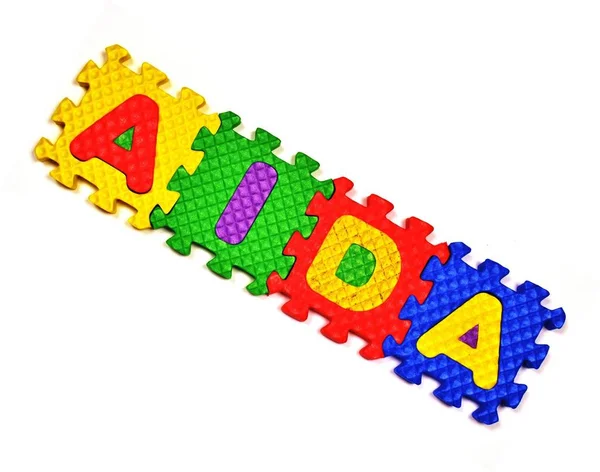 Aida Szó Készült Puzzle Betűk — Stock Fotó