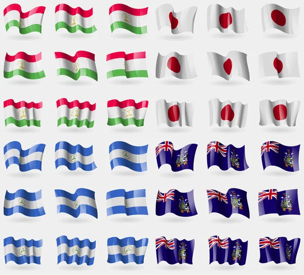 Tayikistán Japón Nicaragua Georgia Sandwich Conjunto Banderas Los Países Del — Foto de Stock