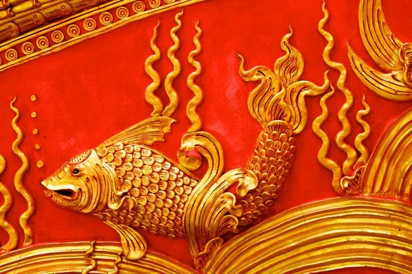 Trabajo Estuco Mostrando Patrón Monstruo Tailandés Tradicional Que Decorado Con —  Fotos de Stock