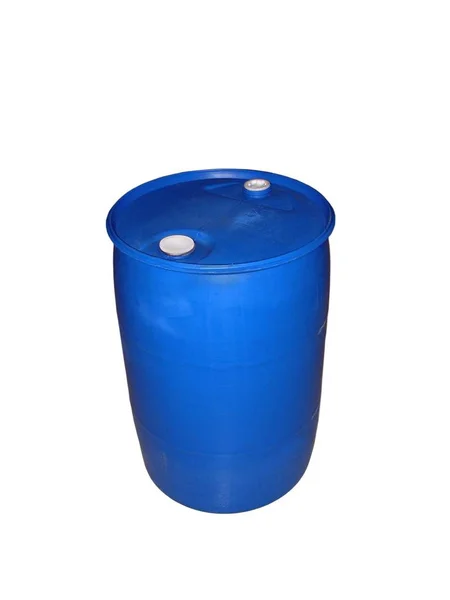 Dit Een Foto Van Een Blauwe Plastic Gallon Opslag Drum — Stockfoto