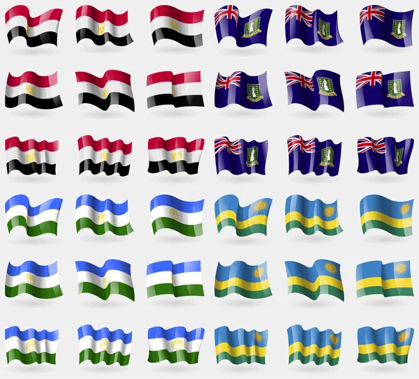 Egypt Virginislandsuk Bashkortostan Rwanda Conjunto Banderas Los Países Del Mundo — Foto de Stock