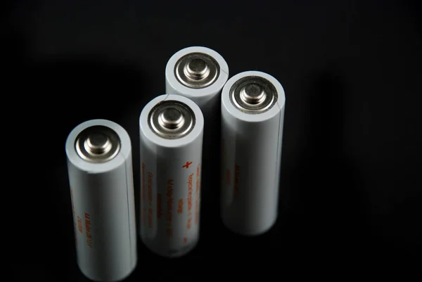 Изолированные Пикторы Электрических Батарей Черном Фоне — стоковое фото