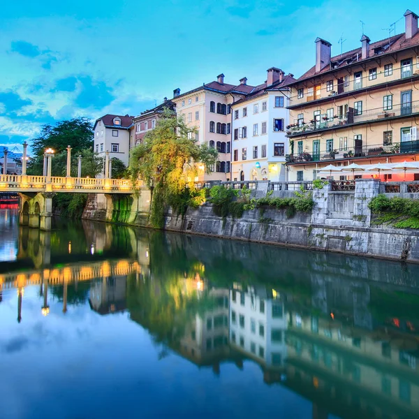 Romantisches Mittelalterliches Stadtzentrum Von Ljubljana Der Hauptstadt Sloweniens Europas Cankars — Stockfoto