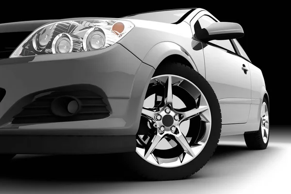 Car Front Bumper Light Wheel Black Detail — Stock Photo, Image