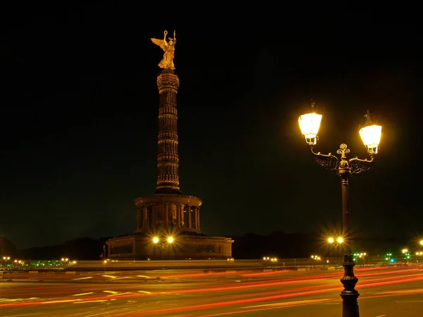 Die Siegessäule Berlin Bei Nacht — Stockfoto