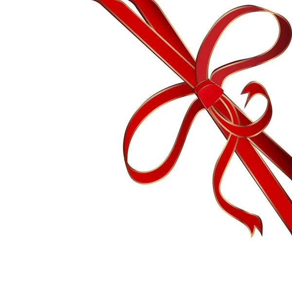 Christmas Red Corner Ribbon Golden Stripes — Stock Photo, Image