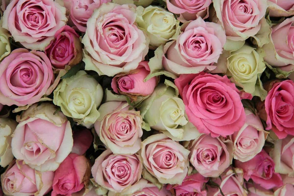 Détail Une Pièce Maîtresse Mariage Différentes Nuances Roses Roses — Photo