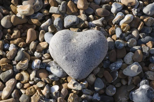 海滩上的心形石头 — 图库照片