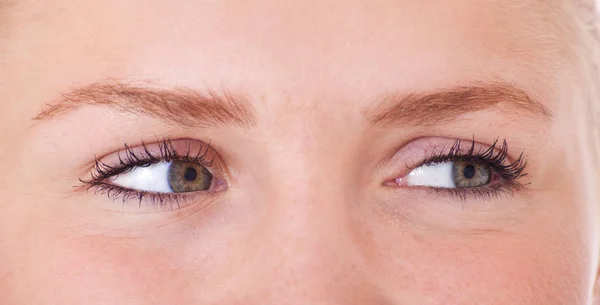 Ojos Una Atractiva Adolescente Mirando Lado Todo Sobre Fondo Blanco — Foto de Stock