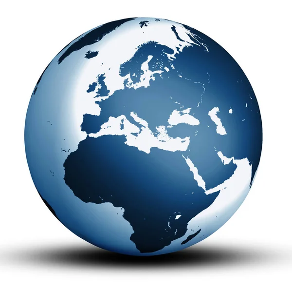 Синий Мир Европы Тенью Изолированы Белом Фоне — стоковое фото