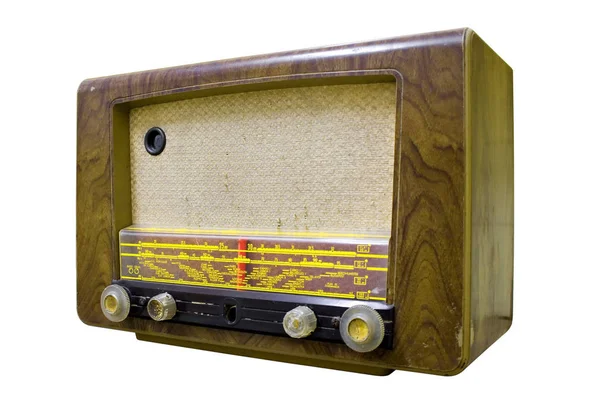 Antigua Radio Vintage Aislada Blanco — Foto de Stock