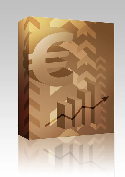 Caja Paquetes Software Ilustración Éxito Financiero Abstracto Con Moneda Euro —  Fotos de Stock
