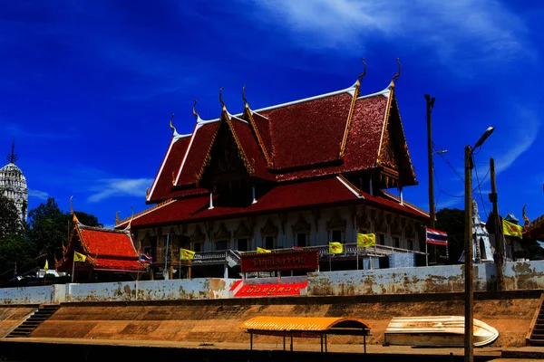 Tajski Świątyni Ayutthaya Tajlandii Najbardziej Znany Turysta Zrobić Zdjęcie Rzeki — Zdjęcie stockowe