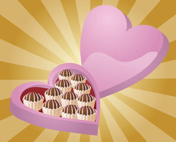心形巧克力盒 情人节插图 — 图库照片